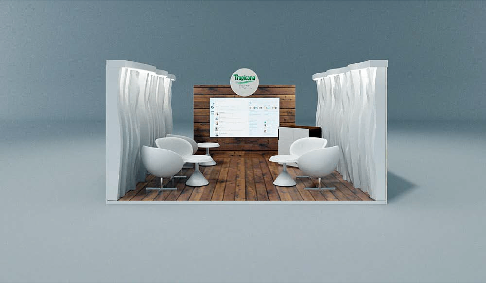 Tropicana Frutz lounge booth front view render