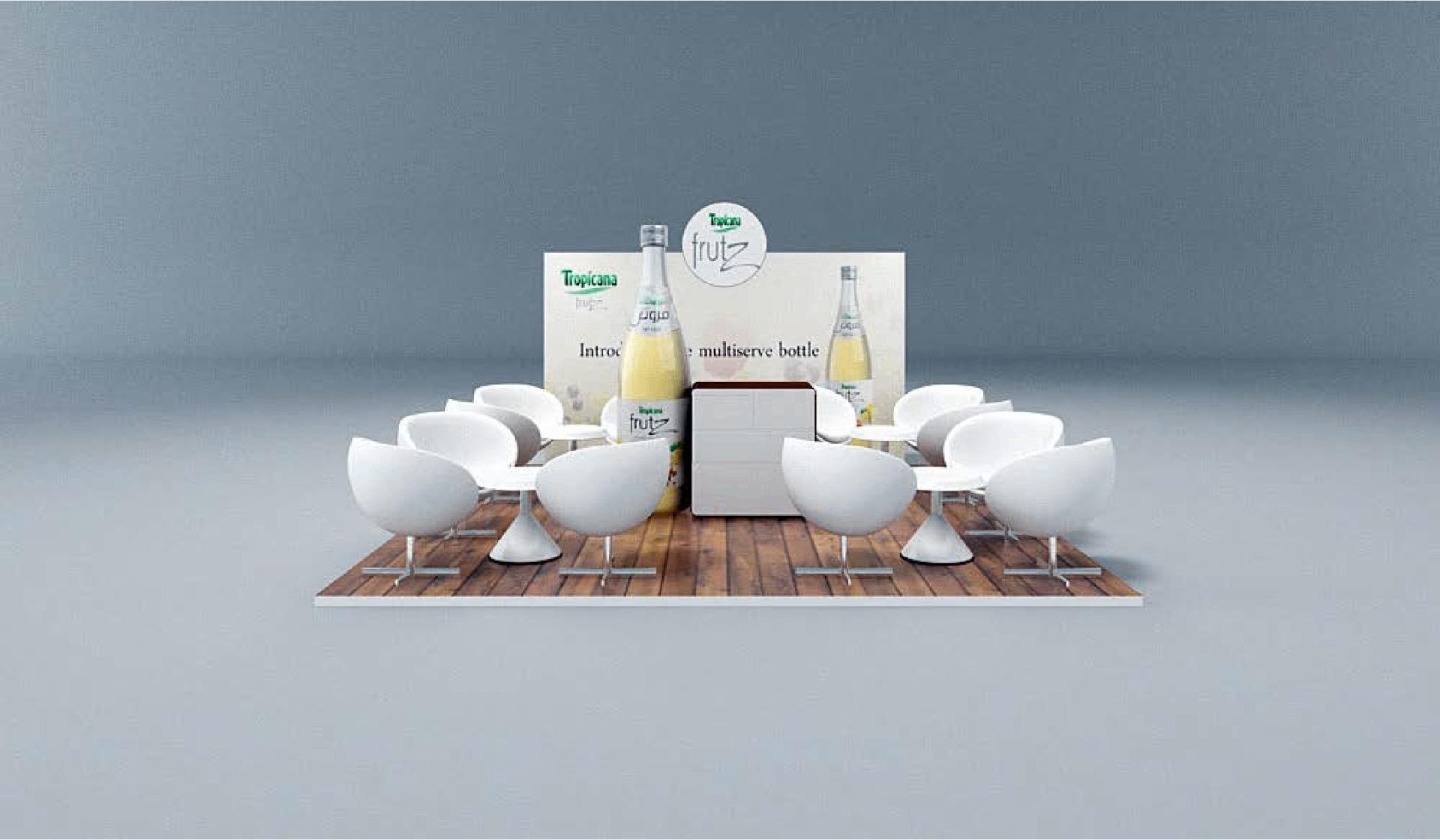 Tropicana Frutz lounge booth seating arrangement render