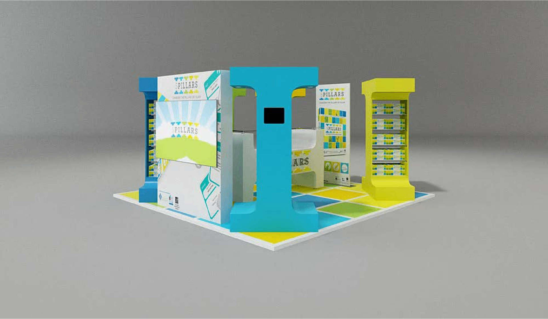 Five Pillars retail booth render view two