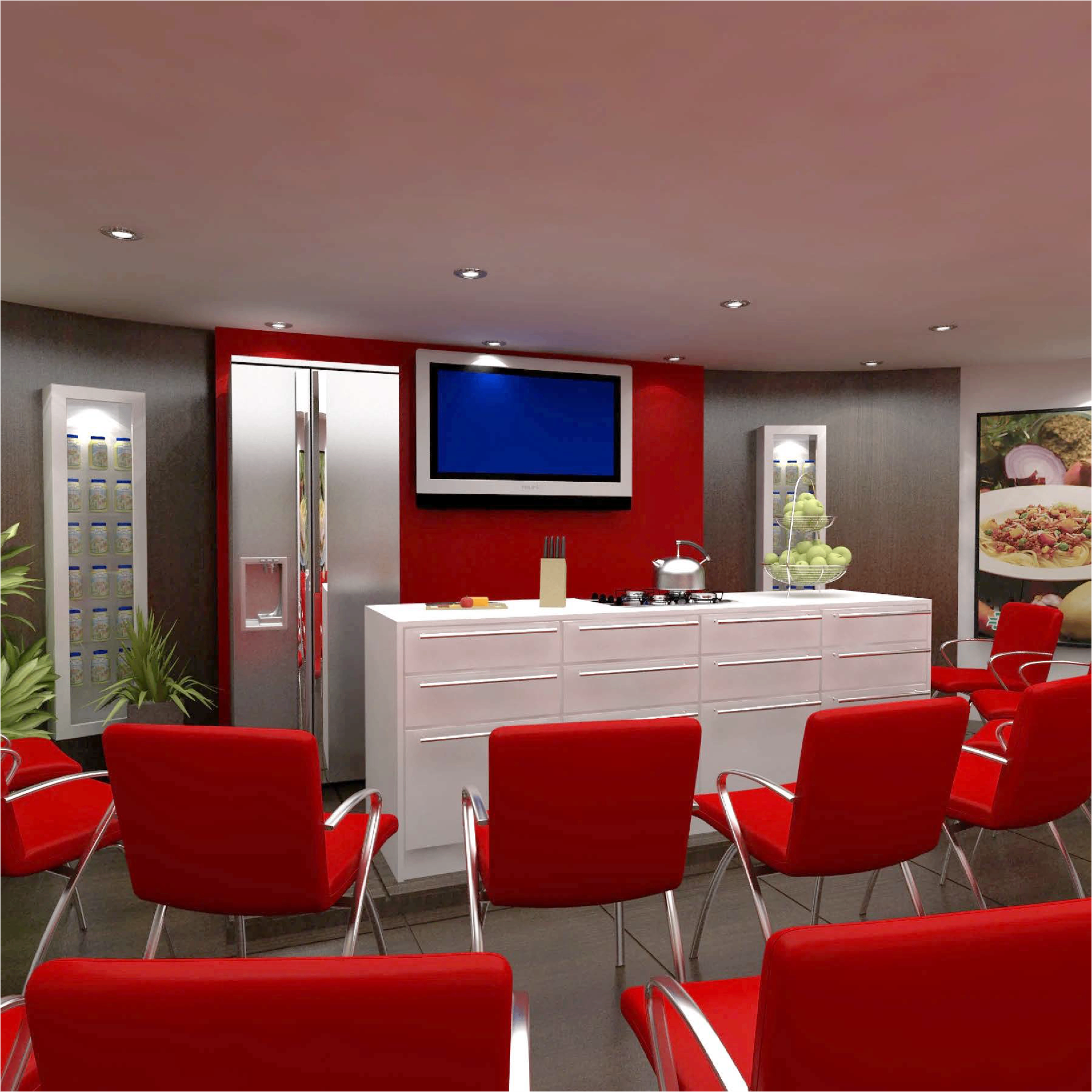 Goody Kitchen live cooking booth render view one